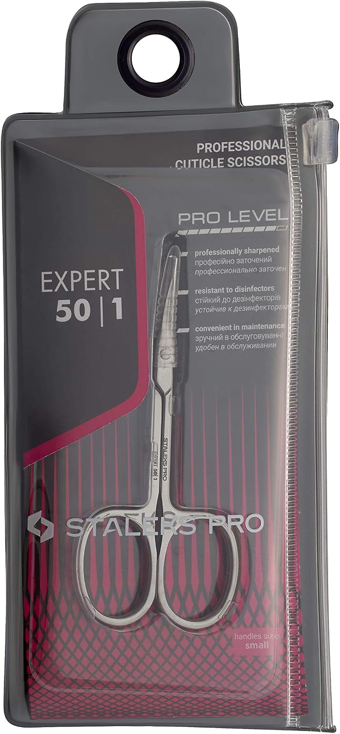 STALEKS PRO Expert 50 Type 1 Professional Cuticle Scissors - Pack of 1 pcs - Model SE-50/1, Argentée