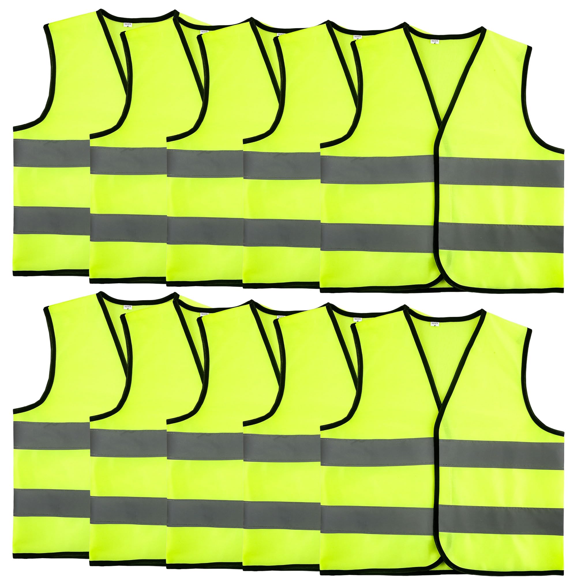 10 Pcs Kids Hi Vis Vests Child High Visibility Reflective Vest Children Hi Vis Safety Vests with Reflective Strips for Kids Outdoor Activities (L)