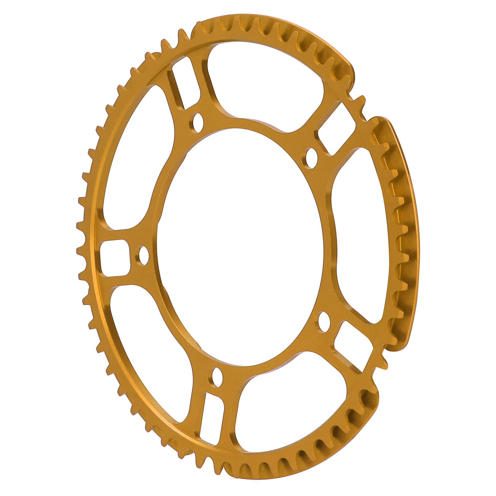 Alomejor Bicycle Crankset 130mm BCD Single Speed 53T Hollow Chainring for Bike Conversion(gold)