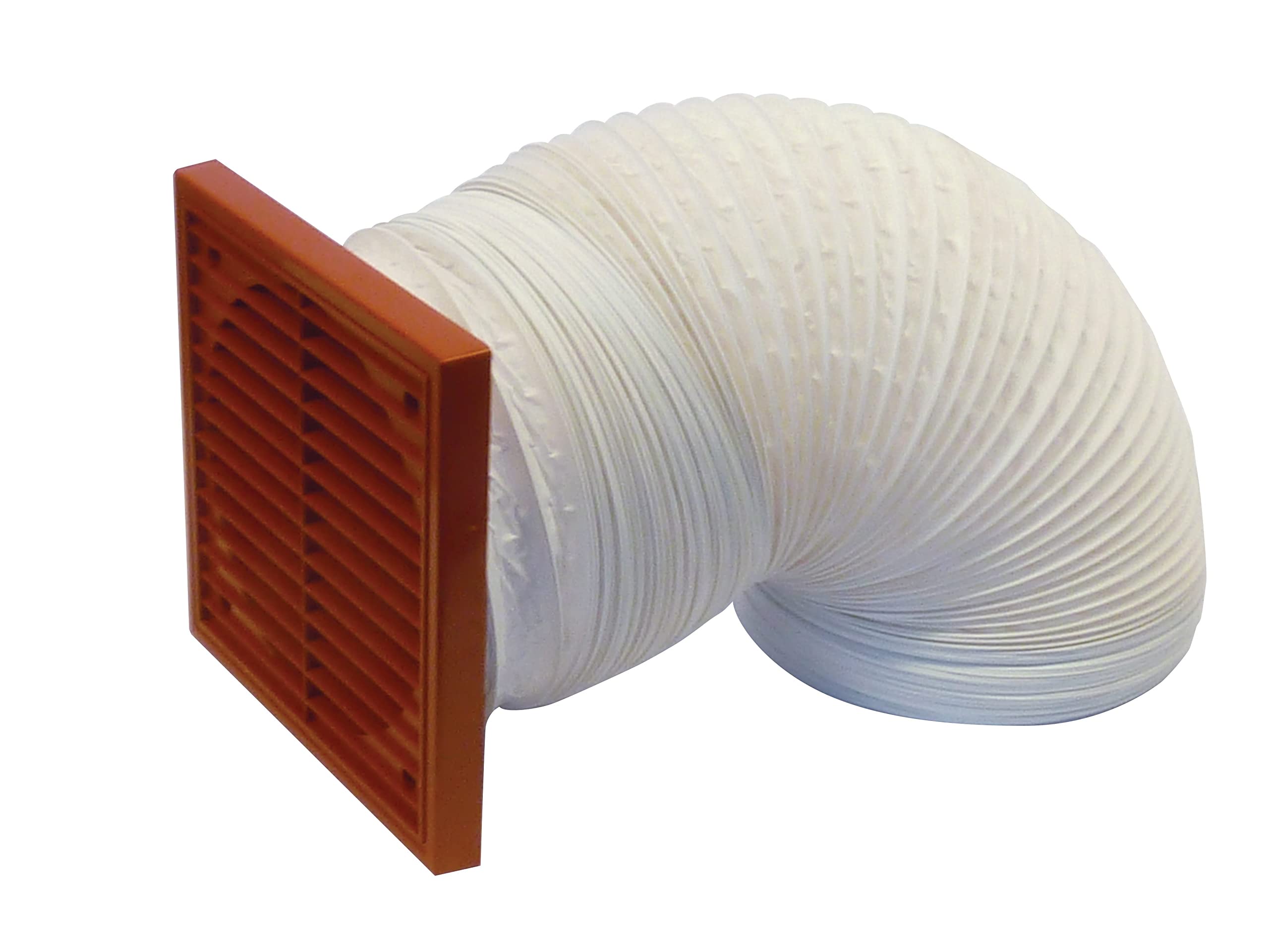 Airflow Flexible Ducting Kit – Ø150mm Diameter x 3m Length with Terracotta Square Grille & Fly Screen – Easy Install Ventilation Kit for Extractor Fans