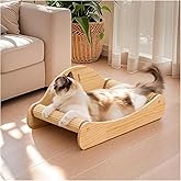 Avont Sisal Cat Scratcher Bed for Indoor Cats, Solid Wood Cat Scratching Lounge, No-Mess Horizontal Scratcher -Large