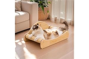 Avont Sisal Cat Scratcher Bed, Natural Solid Wood Scratch Lounger, No Mess Scratching Chair Couch for Indoor Cats, 23 Inch Cat Scartching Pad, 2 in 1 Scratching Board, Furniture Protector -Large