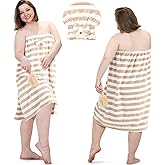 Xtinmee 2 Sets Womens Wrap Towel with Hair Towel Bath Towel Wrap Shower Dress Towel Spa Wraps for Women's Bathrobe(Coffee Color)
