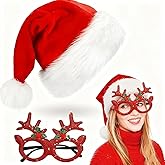 Miecux 2Pcs Santa Hat, Red Fluffy Christmas Santa Hat with Extra Thicken Fur for Adult Perfect with Plush Brim and Comfort