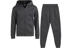 Quad Seven Boys Sweatsuit Set - 2 Piece Solid Fleece Boys Zip up Hoodie and Athletic Jogger Sweatpants (Sizes: 5-18)