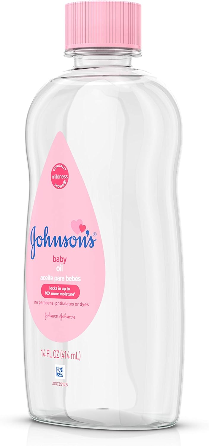 Johnson's Baby Oil, Pure Mineral Oil to Prevent Moisture Loss, Original 14 fl. oz (Packaging May Vary)(Pack of 6): Health & Personal Care