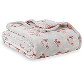Berkshire Blanket-Classic Heavyweight Soft Printed VelvetLoft® Plush Warm Blanket, Twin Size Soft Fuzzy Blanket for Couch Sofa Bed, Mushroom Field Grey, 60in x 90in