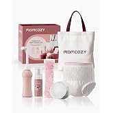 Momcozy 12pc Postpartum Recovery Kit, Labor &amp; Delivery Essentials for Moms | 6 Disposable Underwear, Peri Bottle, 2 Reusable Cold Pads, 20 Nursing Pads &amp; Cooling Foam. All-in-One Hospital Bag Essential