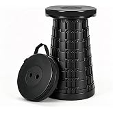 Azure Hundred Victories Upgraded 3-Lock Folding Stool, 550 LBS Capacity | Adjustable Height, Portable for Camping, Hiking, Fishing, Travel &amp; Outdoor/Indoor Use, Black