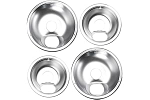 LEONTOOL 4 Pack Chrome Drip Pans Kits Electric Stove Drip Pans Stove Burner Drip Pan Fit for Camco, GE, Hotpoint, Electric Ra