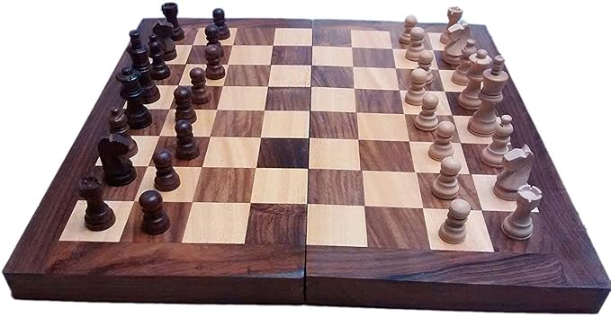 treasure land Handmade Wooden Chess Box with Chessmen / Chess Pieces Large