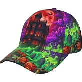 Horror Halloween Bat Baseball Cap for Men Women,Pumpkin Ghost Trucker Hat for Running Hiking Sports