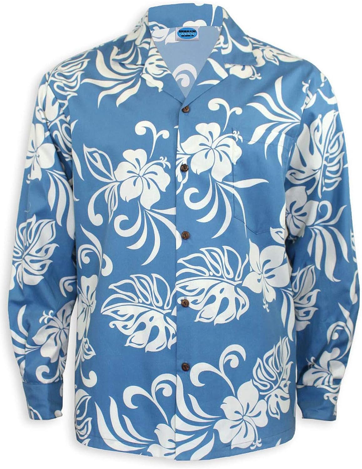 Long Sleeves Tropical Ocean Blue Hawaiian Shirt at Amazon Men’s Clothing store