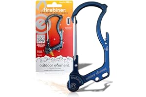 OUTDOOR ELEMENT Firebiner 6-in-1 Fire-Starting Carabiner EDC Emergency Multitool -Keychain,Utility Blade,Bottle Opener,& More