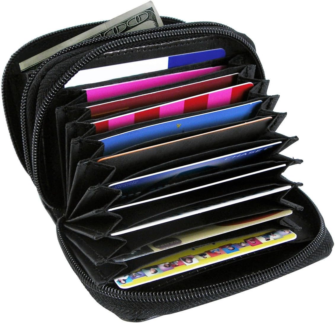 Allure Home Style - RFID Security Wallet Leather Accordion Flip Credit Card Zipper Scanning Blocks
