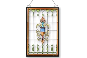 XIAOAIKA Stained Glass Window Hanging, Exquisite Painted Glass Art Crafts with Metal Chain, Stained Glass Suncatcher Window Hanging Panel Ornaments Home Decor, for Friends and Family. 14.2 x 9.5