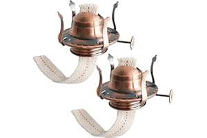 GXFCCYXT 2Pcs Oil Lamp Burner #2 Size Bronzy Plated for Antique Lamps Oil Lamp Replacement Kerosene Lamps Parts with Reduction Collar and Cotton Lamp Wick Fits Holds a 3 Inch Base Chimney