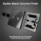 BG Electrical Evolve Double Wall Dimmer Switch 2 Way Black Chrome 200W view 2