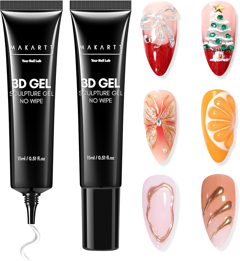 Makartt 3D Nail Gel Sculpting Gel 2x15ml for Nail Art Glue Chrome Powder