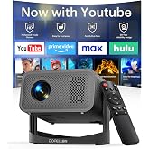 4K Smart Mini Projector for Home Theater, WiFi &amp; Bluetooth, Native 1080P | Built-in Apps, Auto Keystone, WiFi 6, Bluetooth 5.4, 180&deg; Rotating Stand, HDMI/USB, TV Stick Compatible