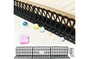AIFONG 12 Pcs Under Couch Blocker for Bed Adjustable Furniture Plastic Under Bed Blocker with 30 Ties Black Couch Barriers for Dogs Pets Cats (Style 2)