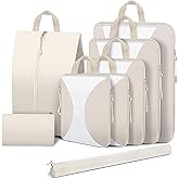 8 Set Compression Packing Cubes for Travel, Packing Cubes Compression Travel Accessories Expandable Packing Organizers for Carry on Luggage Suitcase