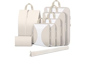 ATTMU 8 Set Compression Packing Cubes for Travel, Packing Cubes Compression Travel Accessories Expandable Packing Organizers for Carry on Luggage Suitcase