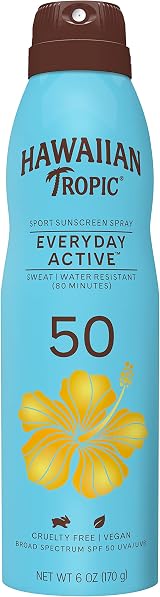 Hawaiian Tropic Island Sport Sunscreen Spray SPF 50 Broad Spectrum UVA UVB view 1