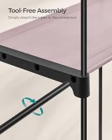 SONGMICS Clothes Wardrobe Portable Fabric Wardrobe with 2 Hanging Rails Lavender view 6