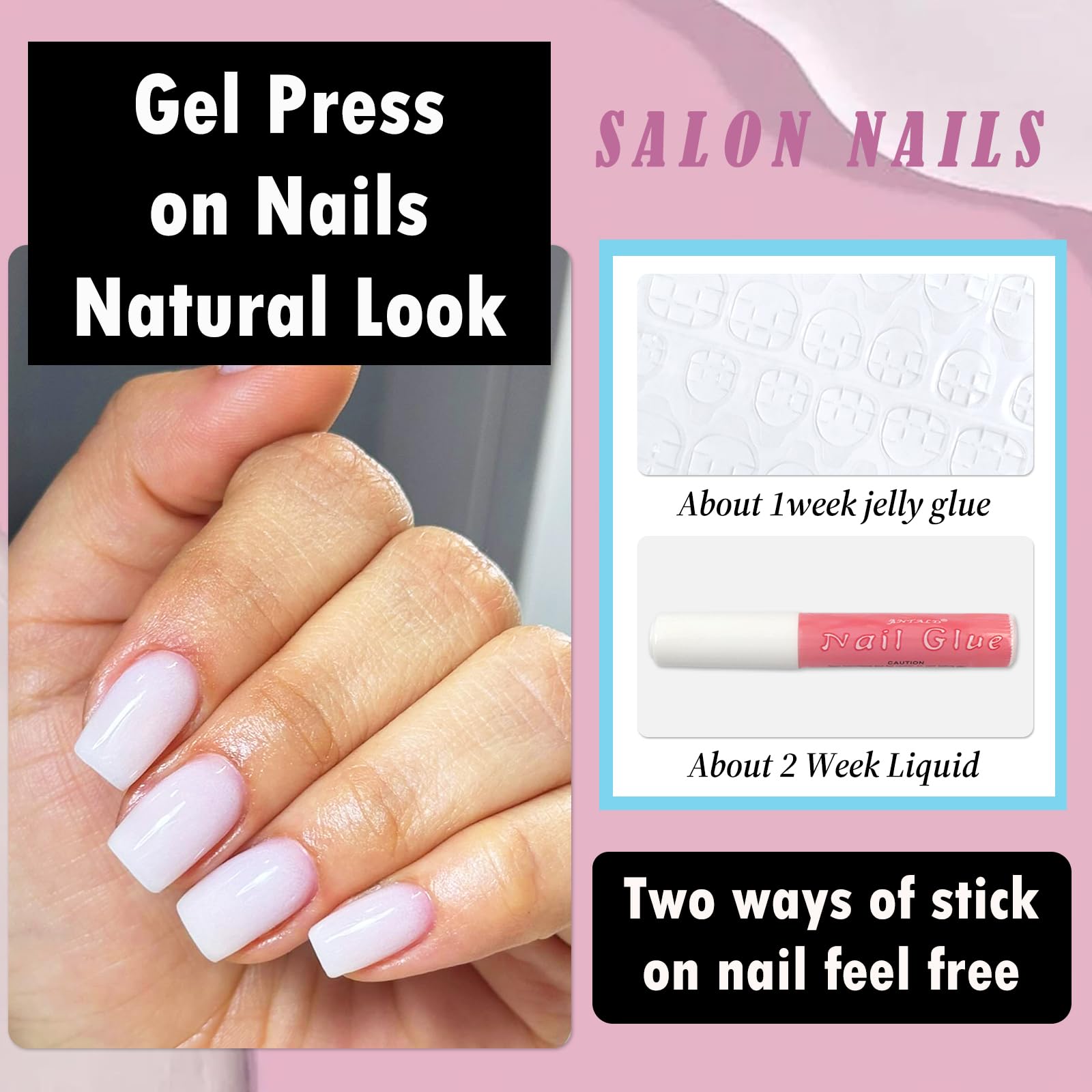 Bellelfin Square Press on Nails Short, 120Pcs Glossy White Fake Nails Full Cover Acrylic Nail Press ons Reusable Glue on Nails Solid Color Artificial False Nail for Women Girls - Image 3