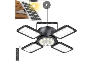 Latband Solar Shed Light Outdoor Indoor Upgrade 1200LM 174LED 4 and 1 Heads Motion Sensor Pendant Light, Solar Lights with 5 Lighting Modes Remote Control IP65 Waterproof for Barn Patio Gazebo Shop
