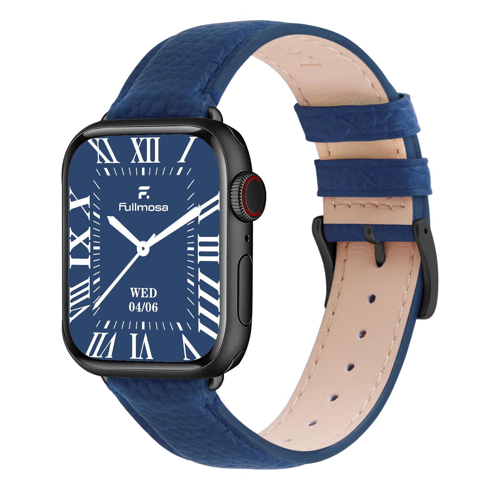 Fullmosa Compatible with Apple Watch Straps 40mm 42mm (Series 11/10) 41mm 38mm, Genuine Leather iWatch Bands for iWatch SE 3 2 1 Series 11 10 9 8 7 6 5 4 for Women Men, Indigo Blue+Space Grey Buckle