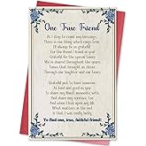 hvdler Poem Heartfelt Friendship Card, Thank You Card for One True Friend, Friendship Birthday Card for Bestie Sister Brother