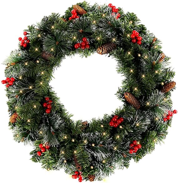 Amazon.de: Dandelionsky Beleuchteter Weihnachtskranz Dekoration mit