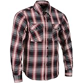 Milwaukee Leather MNG11659 Men's Black and White with Red Long Sleeve Cotton Flannel Shirt