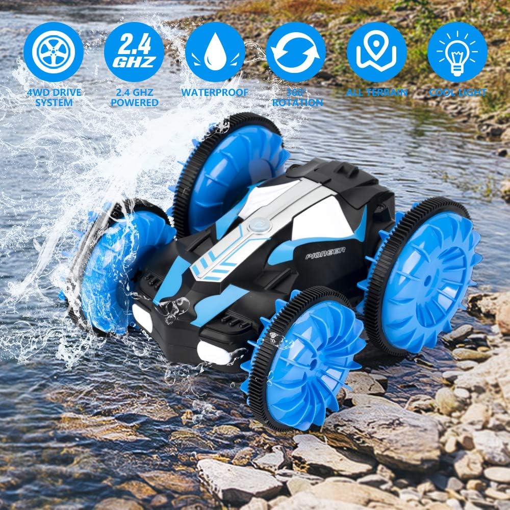 KOOWHEEL RC Cars, Land and Water 2 in 1 Remote Control Car Boat, 4WD 2.4Ghz Waterproof RC Truck Vehicles, 1:16 Remote Vehicle with 360 Degree Spins and Flips for Kids Boys Girls