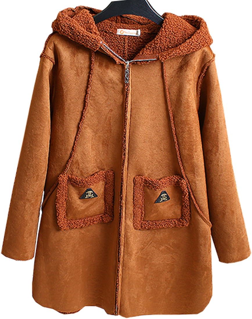 fashciaga Women's Faux Suede Winter Coat with Fleece