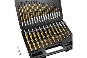 MACXCOIP Hex Shank Drill Bit Set, 30Pcs HSS Titanium Twist Drill Bit for Sheet Metal, Wood, Plastic, Quick Change Design (1/16" - 1/2")