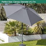 GardenKraft 2.7m Outdoor Parasol Tilt & Crank 6 Ribs Charcoal view 8
