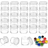 25 Pack Empty Paint Pots, 10ml/0.34 OZ Clear Small Paint Cups, Plastic Small Containers with Lids for DIY Craft, Painting, Nail Art, Beads, Powders - Ideal for Classrooms, Schools & Art Festivals