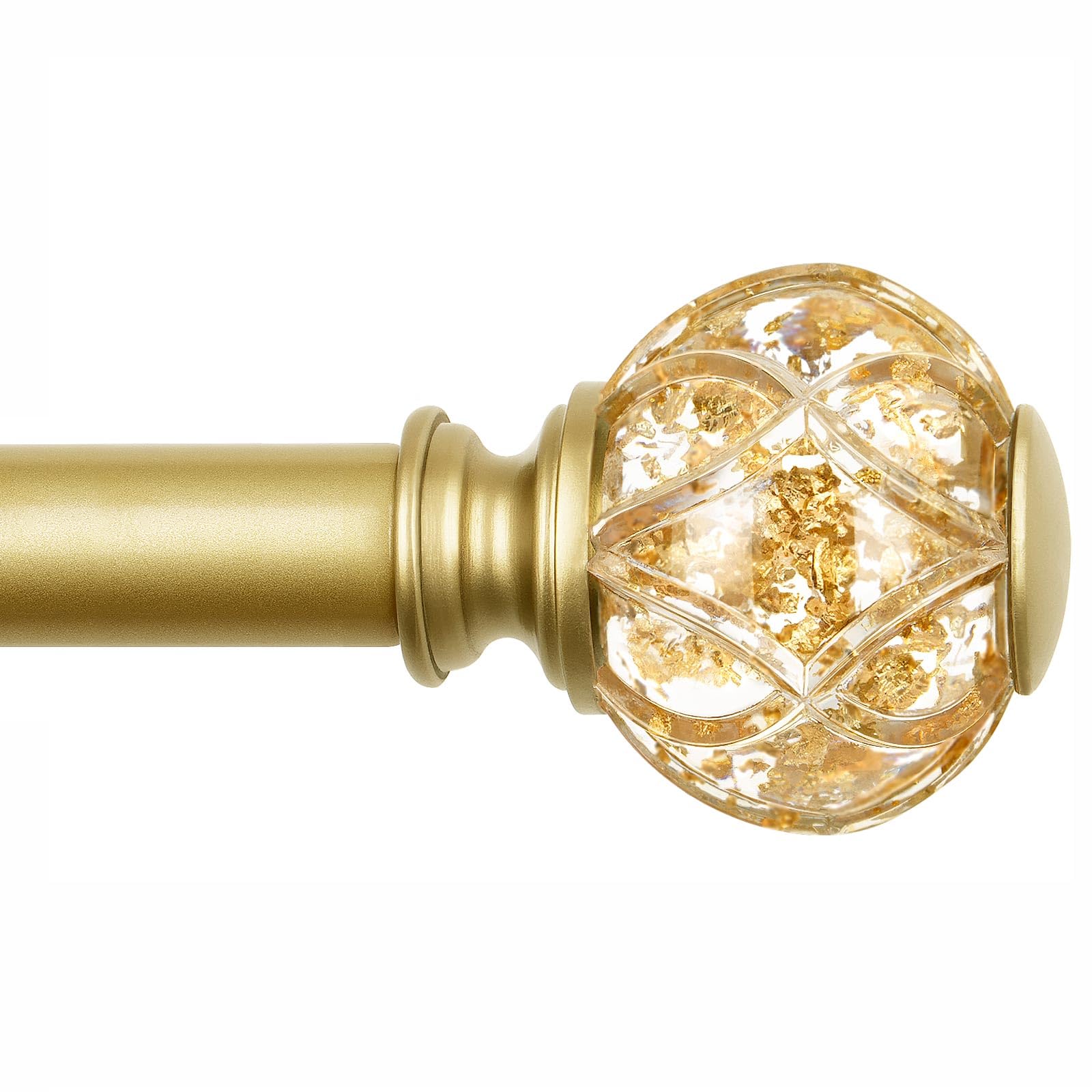 Photo 1 of KAMANINA Gold Curtain Rod 32 to 58 Inch (2.6-4.8 ft), 7/8 Adjustable Single Curtain Rods for Windows 28 to 48 Inch, Decorative Splicing Drapery Rods with Crystal Translucent Finials