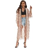 SZTOPFOCUS Sequin Cardigan – Women's Sparkly Summer Kimono Fringed Duster Dress, Sexy Hooded Open Front Cover Up for Parties, Festivals