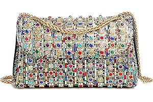 Sweetovo Rhinestones Clutch Purses for Women Chain Shoulder Bags Sparkly Evening Bags for Cocktail Prom Party Wedding