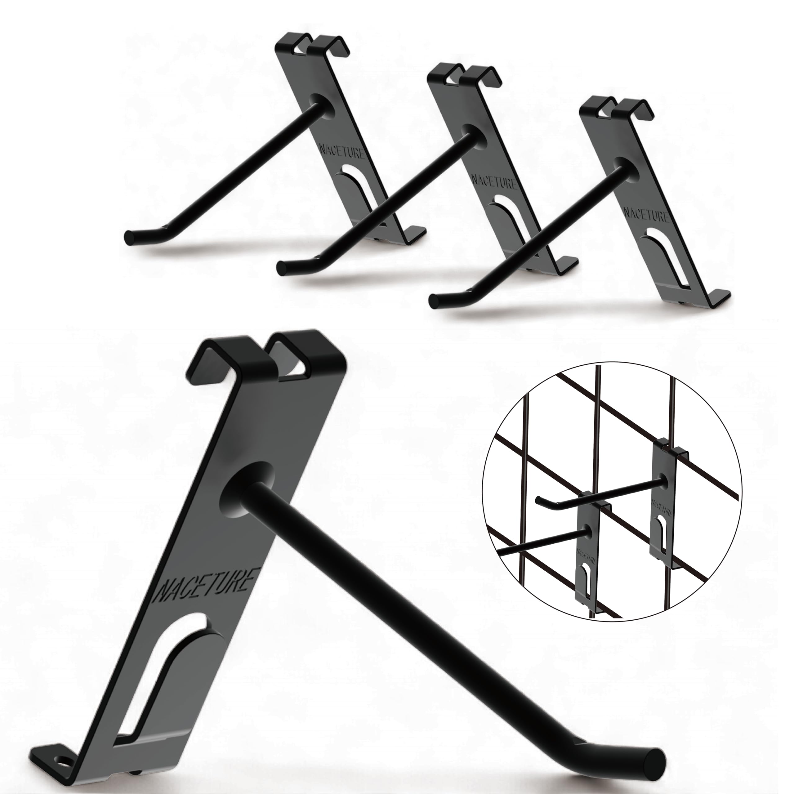 Double Gridwall Hooks- 24 Pcs Display Hooks for Grid Wall Panel- Grid Wall Hooks 4 inch with Extra Hook On The Bottom- Durable Peg Hook Wall Grid Panel Hooks for Hanging Retail Gridwall Accessories