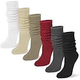 YSense 6 Pairs Slouch Socks Women, Knee High Long Boot Stockings for Winter, Soft Knit Casual Crew Slouchy Scrunch Socks