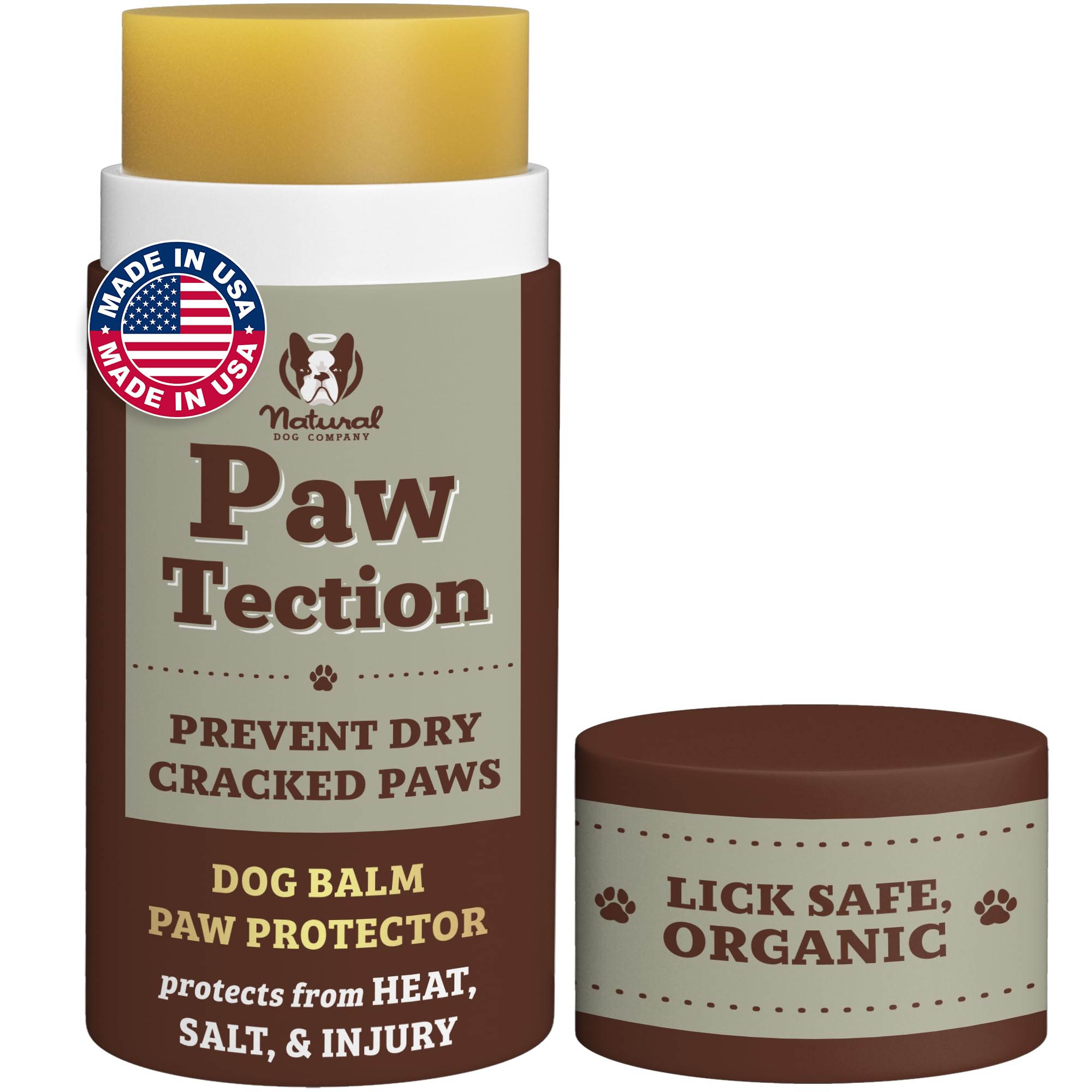 Natural Dog Company - PawTection | Dog Paw Balm Stick, Defend Dog Paws from Heat, Salt, Snow, Soothe Paw Damage, Organic, All Natural Ingredients 2oz/59ml Stick