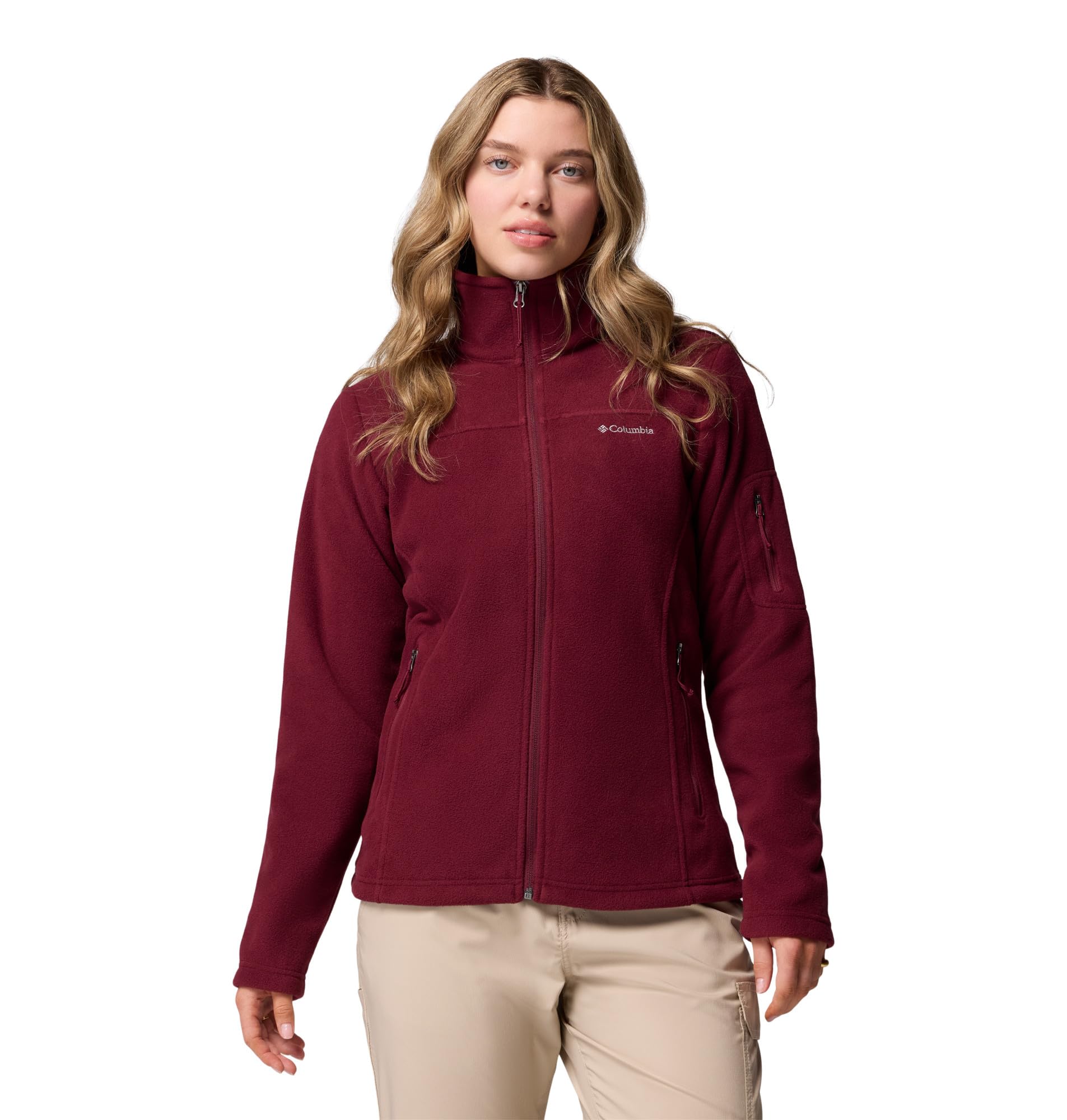 Columbia Womens Fast Trek II Full Zip Fleece Jacket, Rich Wine, Medium Image