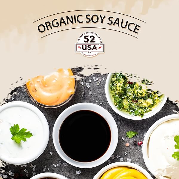 52USA ORGANIC SOY SAUCE LOW SODIUM, 16.2OZ(480ML), USDA ORGANIC, NATURALLY BREWED DARK SOY SAUCE, PURE INGREDIENTS, MARINADE FOR MARINATING FISH, MEAT & ROASTED VEGETABLES