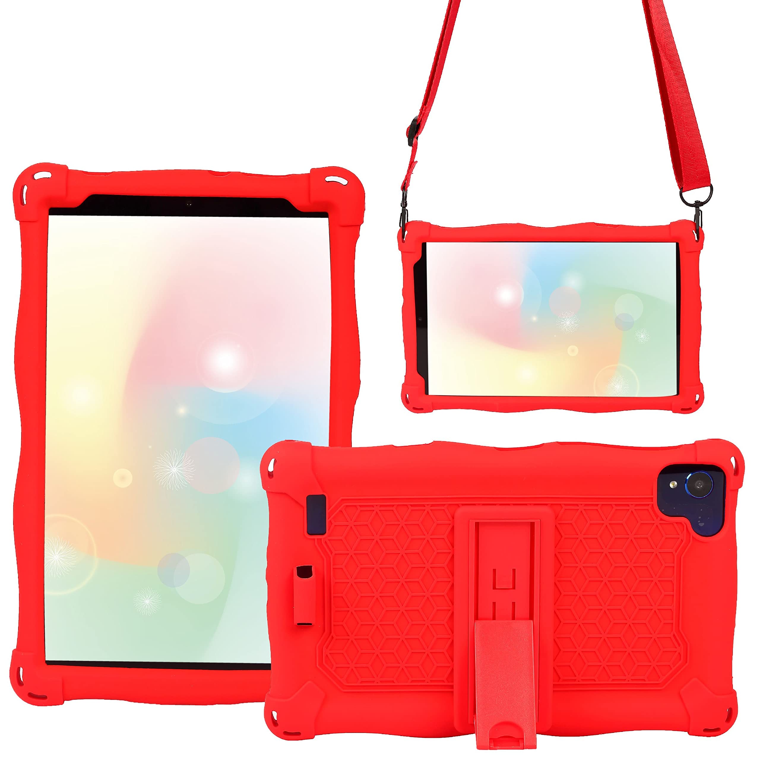 AKNICI Silicone Case Cover for VANKYO MatrixPad S8,HAOQIN HaoTab H8 Pro,Samsung Galaxy Tab A 8.0 2019 T290/T295/T297,Haehne 8,TECLAST P85/P80X/P80H,Winnovo M8,VUCATIMES N8,Shoulder Strap,Red