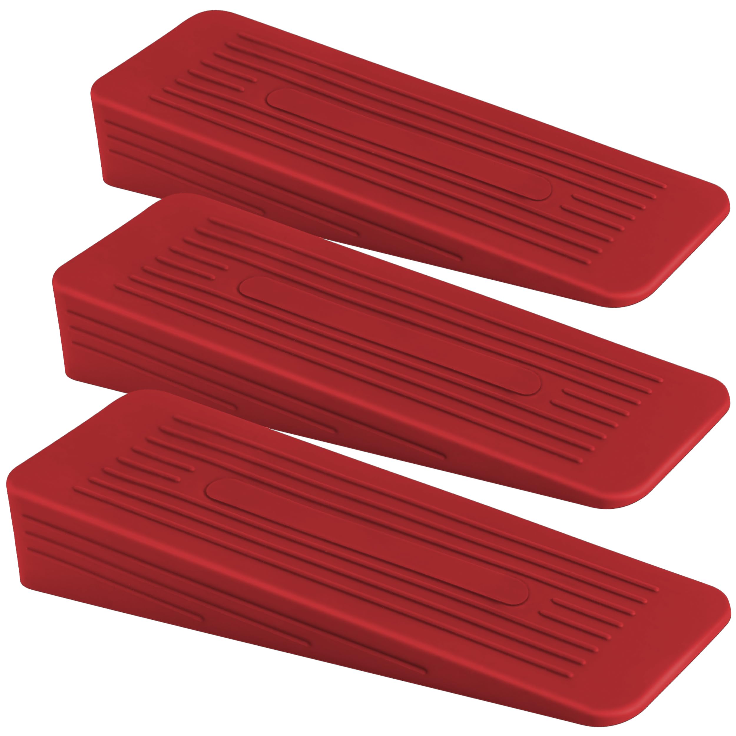 AFFIXERS Door Stop | Door Stoppers for Floor Anti-Skid, Durable, and Heavy Duty Rubber Door Stops | Ideal for All Types of Surfaces | Door Wedges Indoors (Red, Pack of 3)